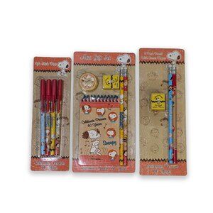 Set of 3 Peanuts 60th Anniversary Pen, Pencil, and Mini Pad Gift Set New NIP